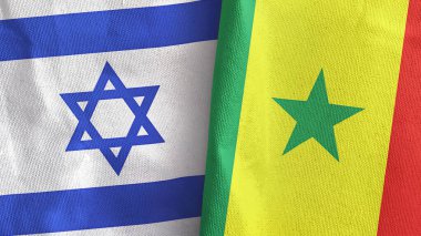 Senegal ve İsrail iki bayraklı tekstil kumaşı 3D