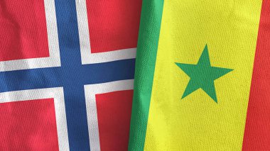 Senegal ve Norveç 'te iki bayraklı kumaş 3D.