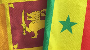 Senegal ve Sri Lanka iki bayraklı tekstil kumaşı.