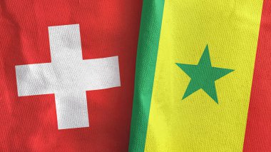Senegal ve İsviçre 'de iki bayraklı kumaş 3D.