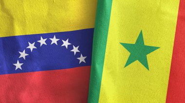 Senegal ve Venezuela iki bayraklı tekstil kumaşı.
