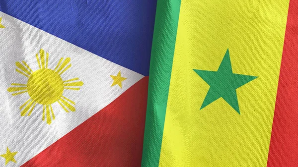 Senegal ve Filipinler iki bayraklı tekstil kumaşı 3D