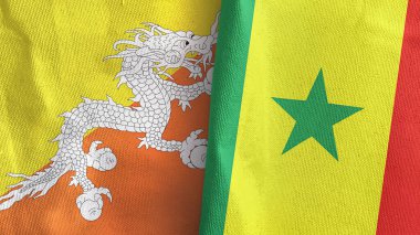 Senegal ve Butan iki bayraklı tekstil kumaşı 3D