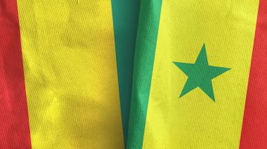 Senegal ve Gine iki bayraklı tekstil kumaşı.