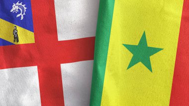 Senegal ve Herm iki bayrak, tekstil kumaşı 3D.