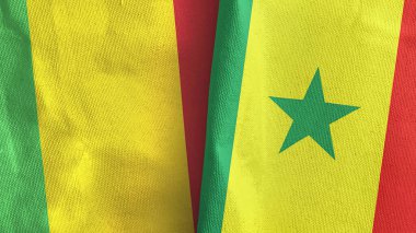 Senegal ve Mali iki bayraklı tekstil kumaşı.