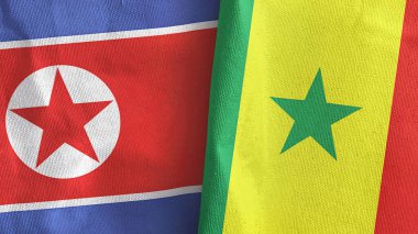 Senegal ve Kuzey Kore iki bayraklı kumaş.