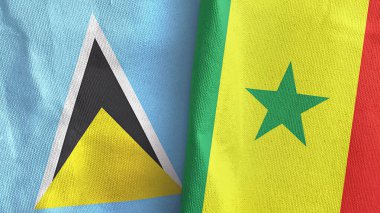 Senegal ve Saint Lucia iki bayraklı tekstil kumaşı.