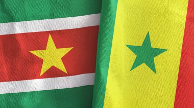 Senegal ve Surinam iki bayraklı tekstil kumaşı 3D