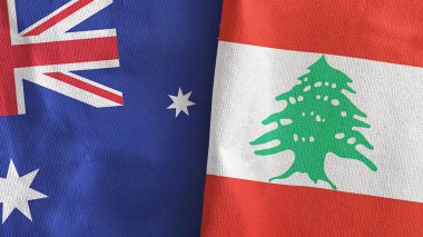 Lübnan ve Avustralya 'da iki bayraklı kumaş 3D.