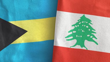 Lübnan ve Bahamalar iki bayraklı tekstil kumaşı.