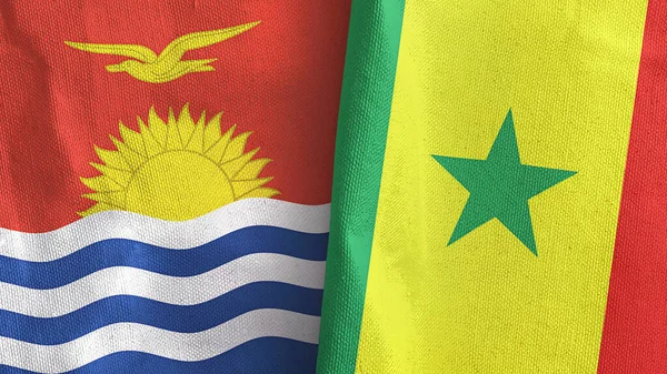 Senegal ve Kiribati iki bayraklı tekstil kumaşı.