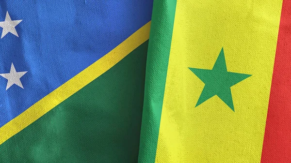 stock image Senegal and Solomon Islands two flags textile cloth 3D rendering