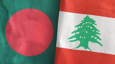 Lübnan ve Bangladeş iki bayraklı tekstil kumaşı.