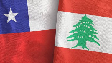 Lübnan ve Şili 'de iki bayraklı kumaş 3D.