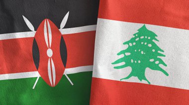 Lübnan ve Kenya iki bayraklı tekstil kumaşı.