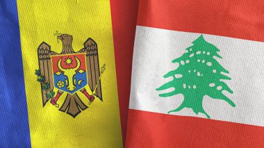 Lübnan ve Moldova 'da iki bayraklı tekstil kumaşı 3D.