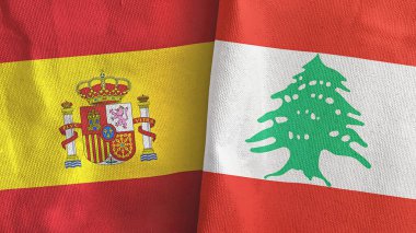 Lübnan ve İspanya iki bayraklı tekstil kumaşı 3D