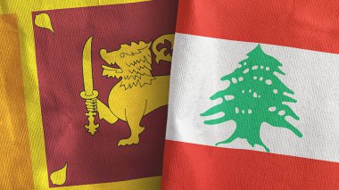 Lübnan ve Sri Lanka iki bayraklı tekstil kumaşı.