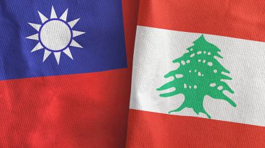 Lübnan ve Tayvan 'da iki bayraklı tekstil kumaşı 3D.