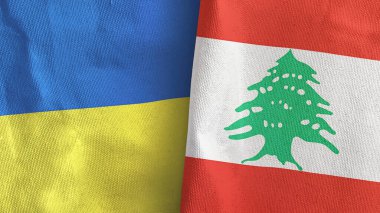 Lübnan ve Ukrayna iki bayraklı tekstil kumaşı 3D
