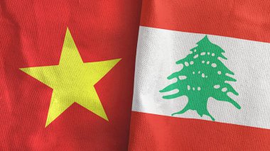 Lübnan ve Vietnam 'da iki bayraklı kumaş 3D.