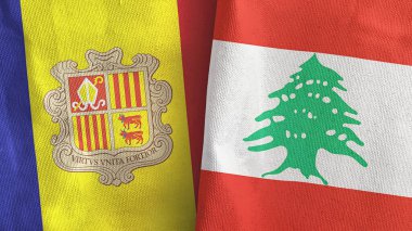 Lübnan ve Andorra iki bayraklı tekstil kumaşı.