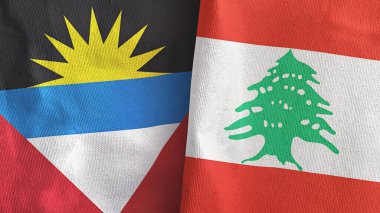 Lübnan, Antigua ve Barbuda iki bayraklı tekstil kumaşı.
