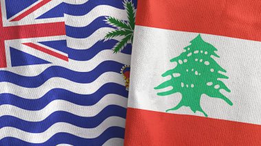 Lübnan ve İngiliz Kızılderili Toprakları. İki bayraklı tekstil kumaşı.