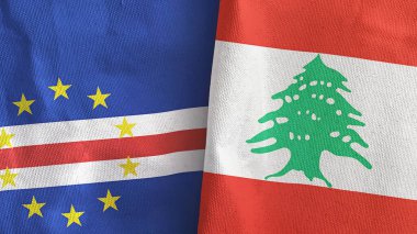Lübnan ve Cabo Burnu Verde 2 bayraklı tekstil kumaşı 3D