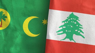 Lübnan ve Cocos Keeling Adaları İki bayraklı tekstil kumaşı 3D