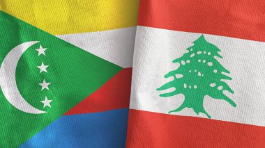Lübnan ve Komoros iki bayrak tekstil kumaşı 3D