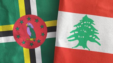 Lübnan ve Dominica iki bayraklı tekstil kumaşı 3D