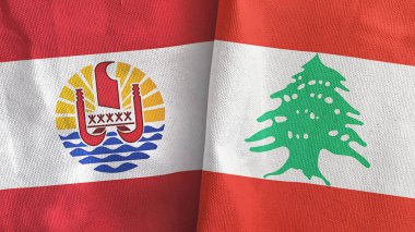 Lübnan ve Fransız Polinezyası iki bayraklı tekstil kumaşı 3D