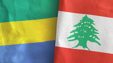 Lübnan ve Gabon iki bayraklı kumaş 3D görüntüleme