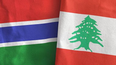 Lübnan ve Gambiya 'da iki bayraklı tekstil kumaşı 3D.