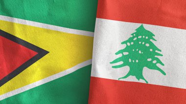 Lübnan ve Guyana iki bayraklı tekstil kumaşı.