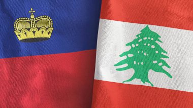 Lübnan ve Lihtenştayn. İki bayraklı tekstil kumaşı.