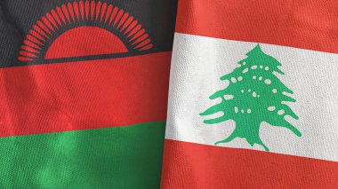 Lübnan ve Malawi iki bayraklı tekstil kumaşı.