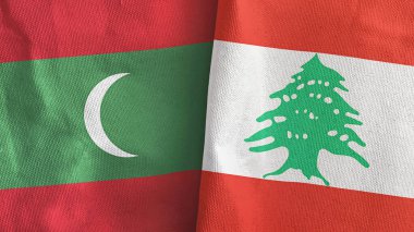 Lübnan ve Maldivler iki bayraklı tekstil kumaşı 3D