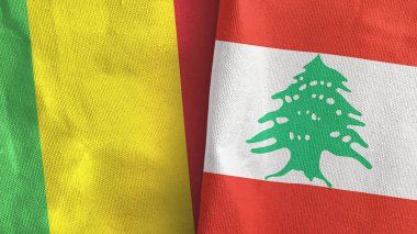 Lübnan ve Mali iki bayraklı tekstil kumaşı 3D