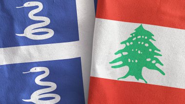 Lübnan ve Martinik yılanı. İki bayraklı tekstil kumaşı. 3 boyutlu.