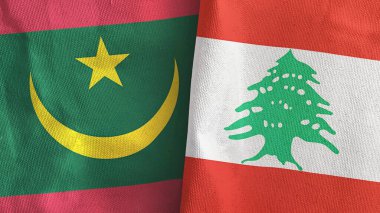 Lübnan ve Moritanya iki bayraklı tekstil kumaşı 3D