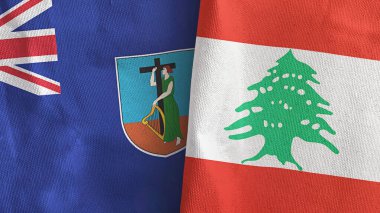 Lübnan ve Montserrat iki bayraklı tekstil kumaşı.