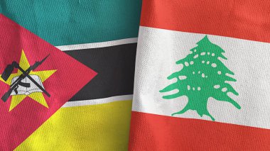 Lübnan ve Mozambik. İki bayraklı tekstil kumaşı.