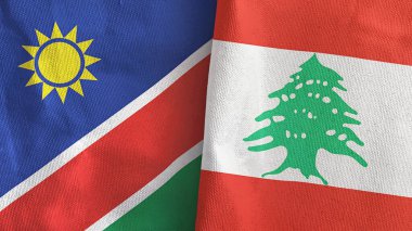 Lübnan ve Namibya iki bayraklı tekstil kumaşı.