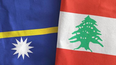 Lübnan ve Nauru iki bayraklı kumaş 3D.