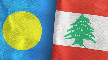 Lübnan ve Palau iki bayraklı tekstil kumaşı.