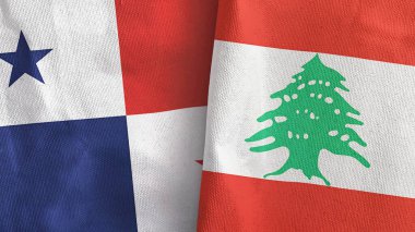 Lübnan ve Panama 'da iki bayraklı kumaş 3D.