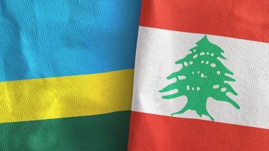 Lübnan ve Ruanda iki bayraklı tekstil kumaşı.